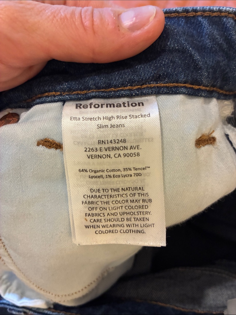 Reformation dark wash high rise Etta slim fit jean, 25, like new, 33” inseam - Picture 4 of 7